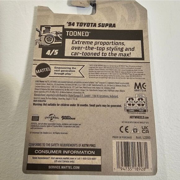 Hot Wheels 94 Toyota Supra Tooned Car Fast & Furious Hotwheels 🆕 FastandFurious - Picture 4 of 4